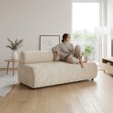 Ver imagem 5 de Sofá 3 Lugares e Puff para Sala Orgânico Nara Base Fixa Suede D03 - D'Rossi