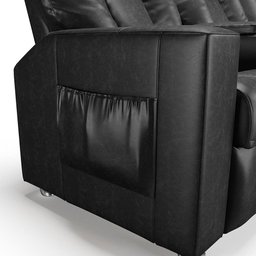 Poltrona do Papai Reclinável 3 Lugares Sala de Cinema Pequim Manual PU Preto G23 - Gran Belo - 6