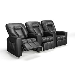 Poltrona do Papai Reclinável 3 Lugares Sala de Cinema Pequim Manual PU Preto G23 - Gran Belo - 8