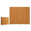 Ver imagem 1 de Guarda Roupa Casal Mercure 6 Portas e Cômoda Xangai 06 Gavetas 02 Portas Cinamomo - Móveis