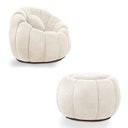 Ver imagem 1 de Poltrona Decorativa Orgânica Giratória com Puff Cloud Bouclê Bege E03 - D’Rossi