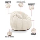 Ver imagem 3 de Poltrona Decorativa Orgânica Giratória com Puff Cloud Bouclê Bege E03 - D’Rossi