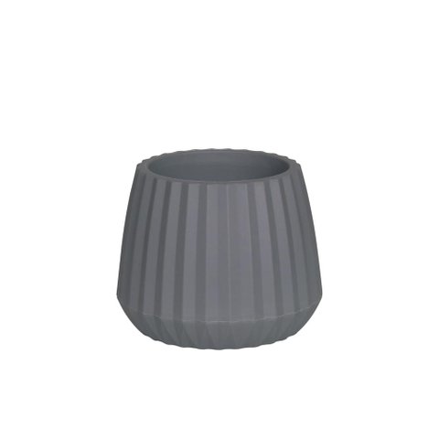 Vaso Cachepot Wave 19cm Cinza Mor
