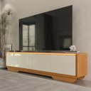 Ver imagem 1 de Rack para TV 75 e 85 Polegadas com LED Arcus Estilo Orgânico 218 cm - Cedro e Off White
