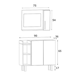 Conjunto Para Banheiro Balcão + Espelheira Criando Mobilia 3 Portas Preto/Madeirado - 3