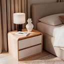 Ver imagem 1 de Mesa de Cabeceira 2 Gavetas Aurora 100% MDF Carvalho Nature / Off White