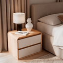 Ver imagem 1 de Mesa de Cabeceira 2 Gavetas Aurora Bege Carvalho Nature/Off White