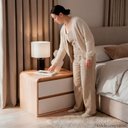 Ver imagem 4 de Mesa de Cabeceira 2 Gavetas Aurora Bege Carvalho Nature/Off White