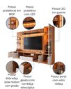 Ver imagem 7 de Estante Home Noble 270cm para TV até 75” com Cristaleira, Torre com LED e Portas Reflecta em MDP/