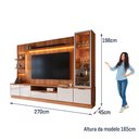 Ver mais imagens de Estante Home Noble 270cm para TV até 75” com Cristaleira, Torre com LED e Portas Reflecta em MDP/