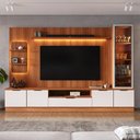 Ver imagem 2 de Estante Home Noble 270cm para Tv até 75” com Cristaleira, Torre com Led e Portas Reflecta em Mdp/