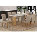Ver imagem 2 de Mesa de Jantar Júlia 160x80cm Cinamomo Off White com 6 Cadeiras Lara Linho Bege - Valdemóveis
