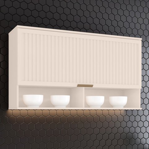 Armário Aéreo Cozinha 120 Cm Connect 1 Porta Ripado Off White - Henn