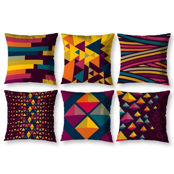 Kit 6 Capas de Almofada Sala Quarto 40cm x 40cm Pastilhas Roxo - 1
