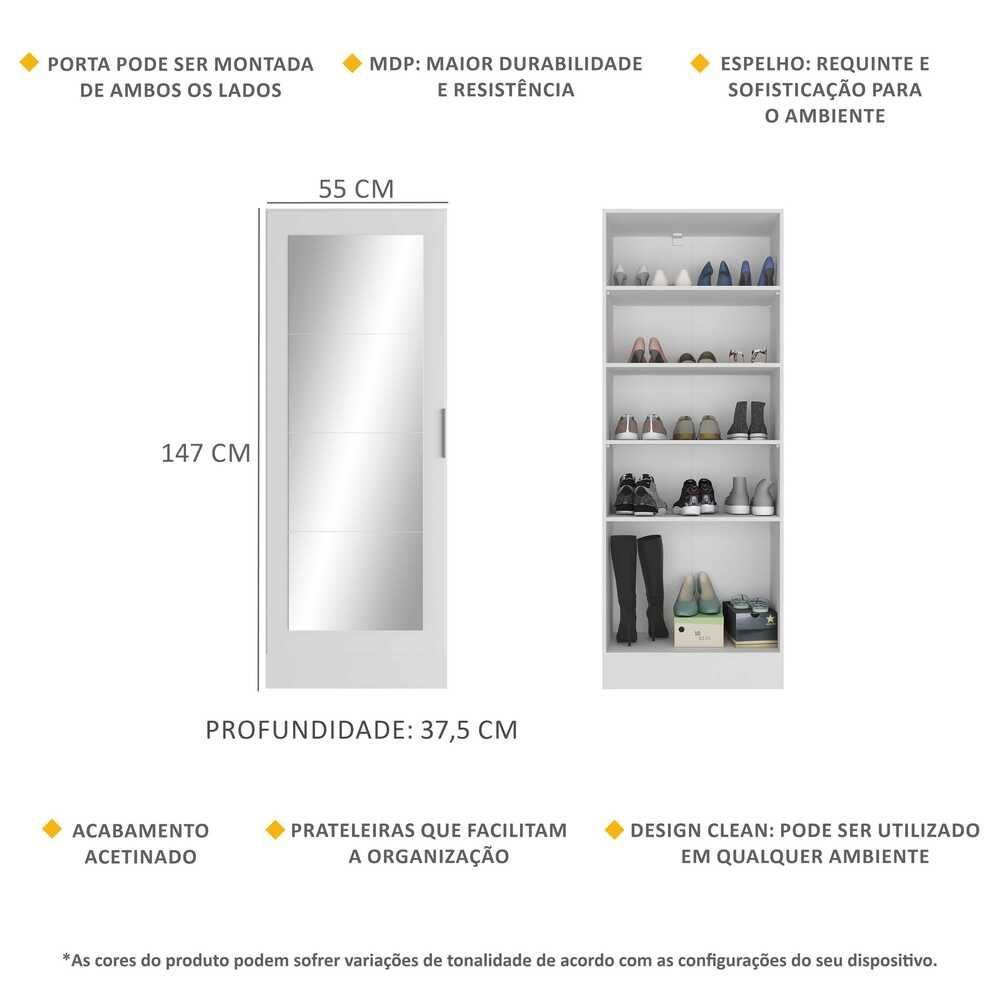 Sapateira 1 Porta com Espelho Jade Multimóveis V6006 - 3