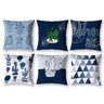 Kit 6 Capas de Almofada Sala Quarto 40cm x 40cm Floral Cactos Azul - 1