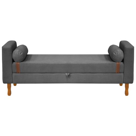 Recamier Sapateira Baú Pietro para Cama Box de Solteiro 90cm Bouclê - Sofa Store:bouclê Cinza Grafit