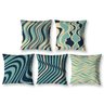 Kit 5 Capas de Almofada 40cm x 40cm Ondas Azul Sala Sofá Estampada Ziper Invisivel - 1