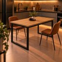 Ver imagem 2 de Mesa de Jantar Reforçada Industrial 140x80cm Tampo Marrom Pés Preto
