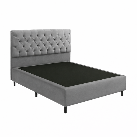 Base Cama Box Casal com Cabeceira Cinza 138x188cm