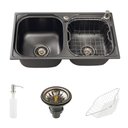 Ver imagem 1 de Cuba para cozinha gourmet pia dupla aço inox com acessórios Ticunas Pingoo.casa - Preto