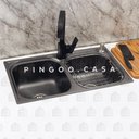 Ver imagem 2 de Cuba para cozinha gourmet pia dupla aço inox com acessórios Ticunas Pingoo.casa - Preto
