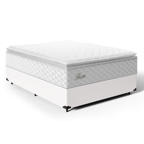 Cama Box com Colchão de Molas Ensacadas Pillow Top Flora Casal 138cm