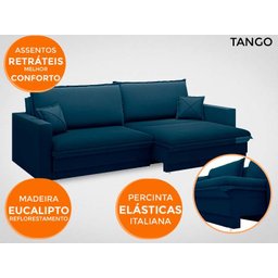 Sofá Tango 2,00M Sem Caixa, Retrátil e Reclinável Velosuede Petroleo - Netsofás - 5