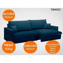 Sofá Tango 2,00M Sem Caixa, Retrátil e Reclinável Velosuede Petroleo - Netsofás - 7