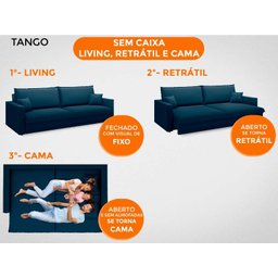 Sofá Tango 2,00M Sem Caixa, Retrátil e Reclinável Velosuede Petroleo - Netsofás - 2