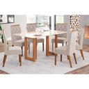 Ver imagem 1 de Conjunto: Mesa de Cozinha Yara Sc79 Tampo Madeirado C/ Vidro Canto Curvo 160x90cm e 6 Cadeiras Vita