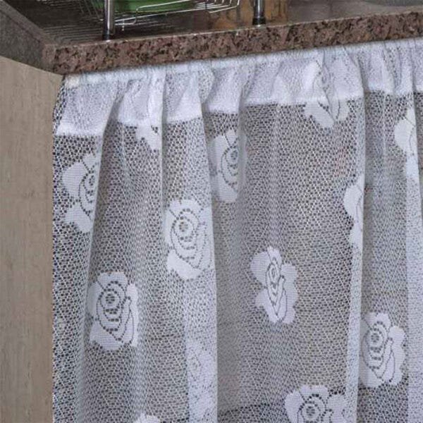 Cortina de Pia de Renda 1,42m x 80cm Branca - 3