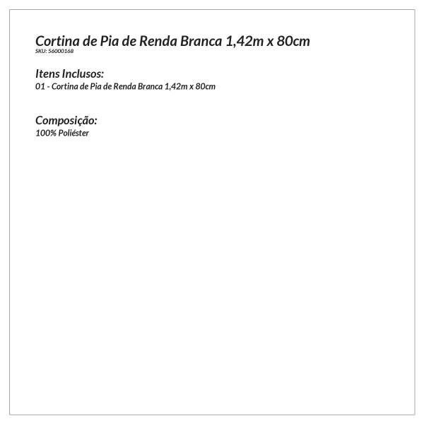 Cortina de Pia de Renda 1,42m x 80cm Branca - 4