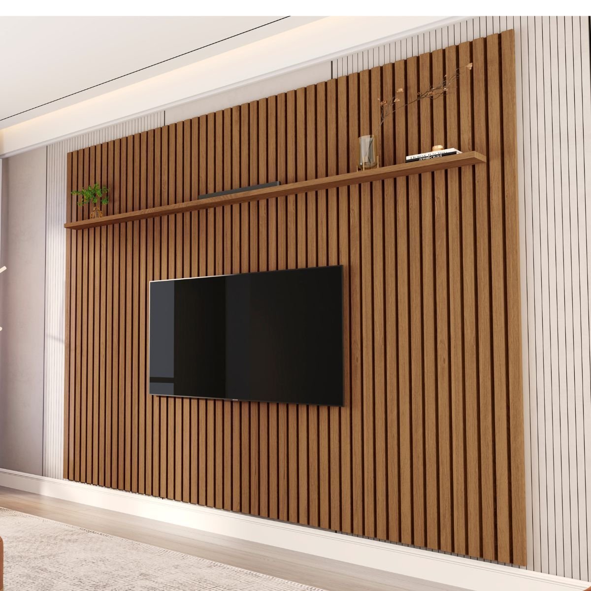 Painel Ripado do Chão Ao Teto 2.20m X 2.20m Freijo Versátil Giga Móveis ...