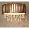 Lustre de Madeira redondo com cristais 60cm Imbuia - 2