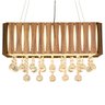 Lustre Retangular de madeira com cristais 70cm Amêndola - 2