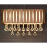 Lustre Retangular de madeira com cristais 70cm Amêndola - 4