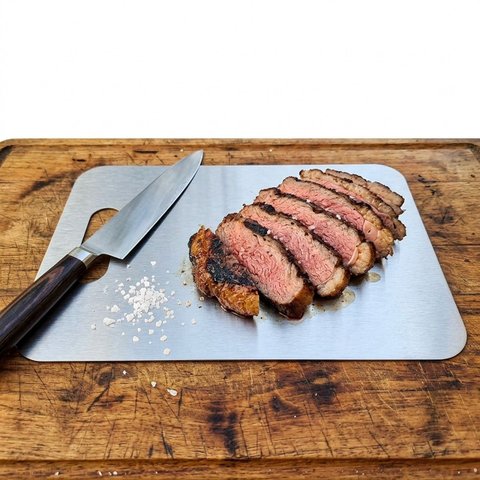 Tábua de Carne em Aço Inoxidável Multiuso com Alça 29x20cm