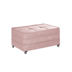 Puff Cama Solteiro Dobravel com Rodízios Lindecor Cor Rosa
