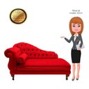 Ver imagem 4 de Recamier Divã Larissa 150cm Direito Suede:vermelho/liso
