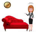 Ver imagem 4 de Recamier Divã Larissa 150cm Direito Suede:vermelho/liso
