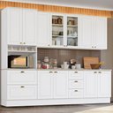 Ver imagem 1 de Cozinha Modulada 271,5cm 5 Peças 11 Portas 5 Gavetas Americana Henn - Branco/calcare