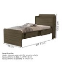 Ver imagem 3 de Cama Solteiro com Bau 2 Gavetas Mdf 220x98 Cm Tamires Castanho Decmade