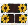 Jogo de Tapetes Cozinha ou Quarto Flores Amarelas com Marrom - Frufru - 1