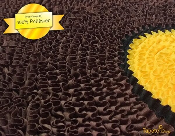 Jogo de Tapetes Cozinha ou Quarto Flores Amarelas com Marrom - Frufru - 2