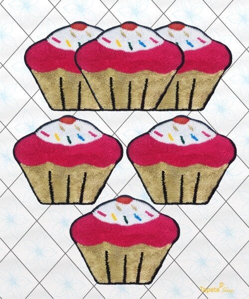 Passadeira + 3 Tapetes Formato Cupcakes com Bege - Frufru - 1
