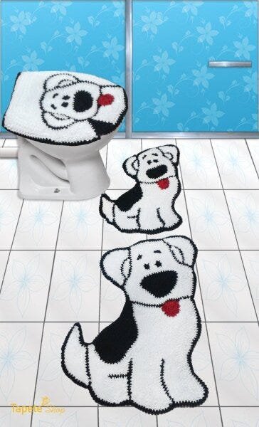 Jogo de Tapetes para Banheiro Cachorrinhos - Frufru - 1