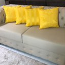 Ver imagem 2 de Kit 4 Capas de Almofadas Medalhão e Listrado Amarelo 45cmx45cm