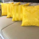 Ver imagem 4 de Kit 4 Capas de Almofadas Medalhão e Listrado Amarelo 45cmx45cm