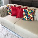 Ver imagem 4 de Kit 4 Capas de Almofadas Composê Evolution Mixta e Vermelho Liso 45cmx45cm